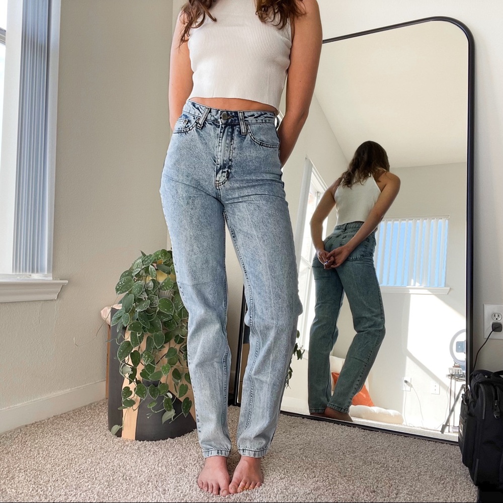 Pretty Little Thing Acid Wash Straight Jeans